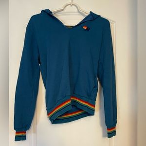 Vintage Aviator Nation Split Neck Hoodie - blue, XS